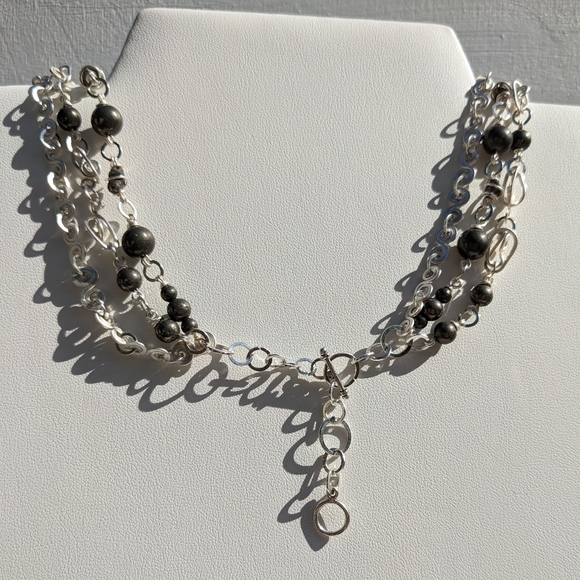 ✨sold✨ Pyrite Abundance Crystals Silver Necklace Artisan Impression Jasper - Picture 12 of 15